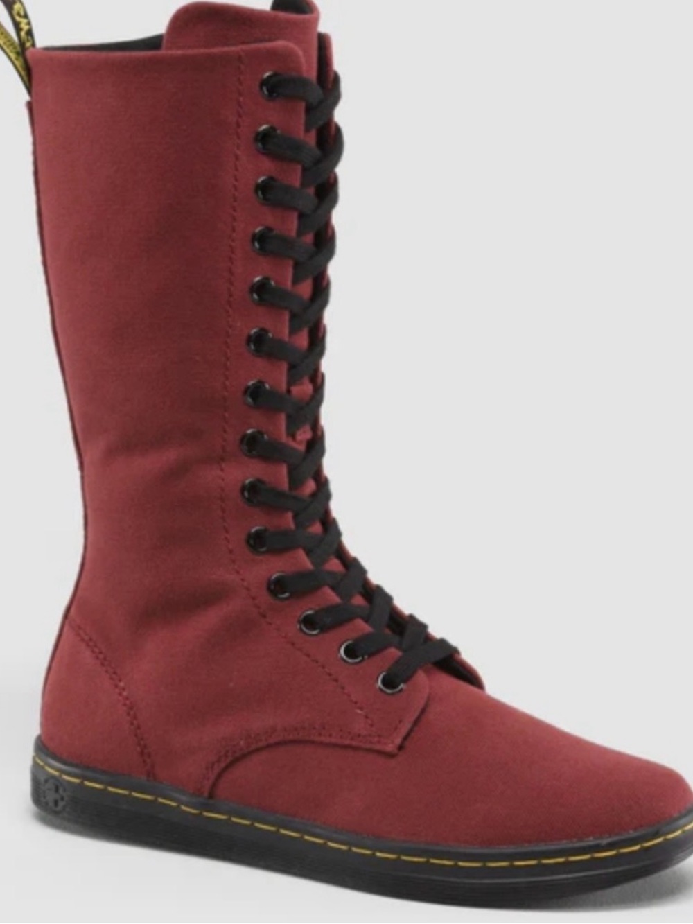 Dr. Martens Battersea 14 Eye Cherry Red Canvas Mid Calf Boot, Size 9 - Picture 8 of 8